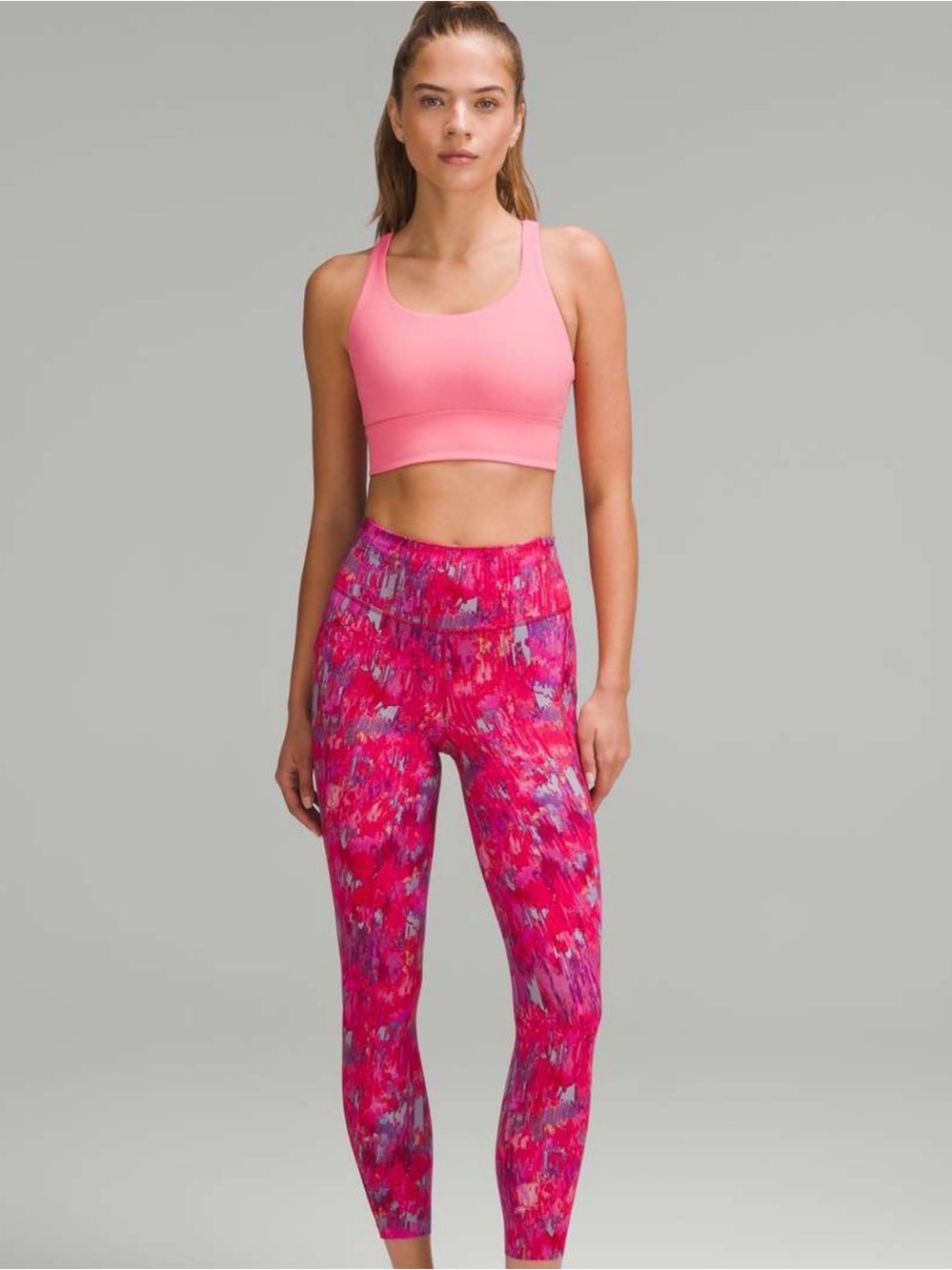 NWT lululemon Fast and Free HR Tight 25” Pockets Spliced Weave Tone Pow Pink